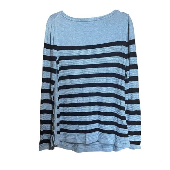 Talbots Tunic Sweater Womens Medium Blue Multicolor Stripe Pullover Boat Neck - Picture 6 of 9